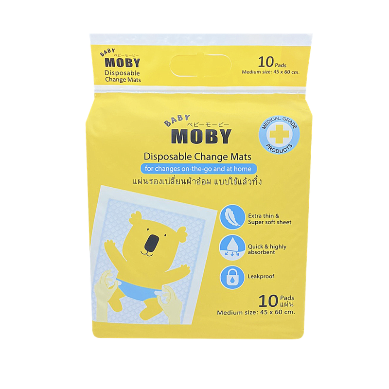 Baby Moby แผ่นรองซับฉี่แบบใช้แล้วทิ้ง 45×60 cm 10 ชิ้น, 4 แพค