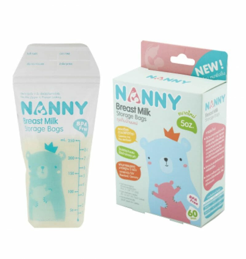 Nanny – ถุงเก็บน้ำนม 5oz จำนวน 60 ถุง, 6 ห่อ