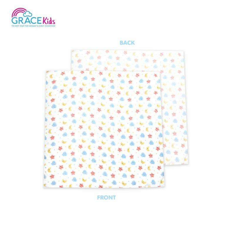 Grace Kids – ผ้าอ้อมเยื่อไผ่ ลายดาว ขนาด 27×27 นิ้ว (แพ็ค 6 ผืน)