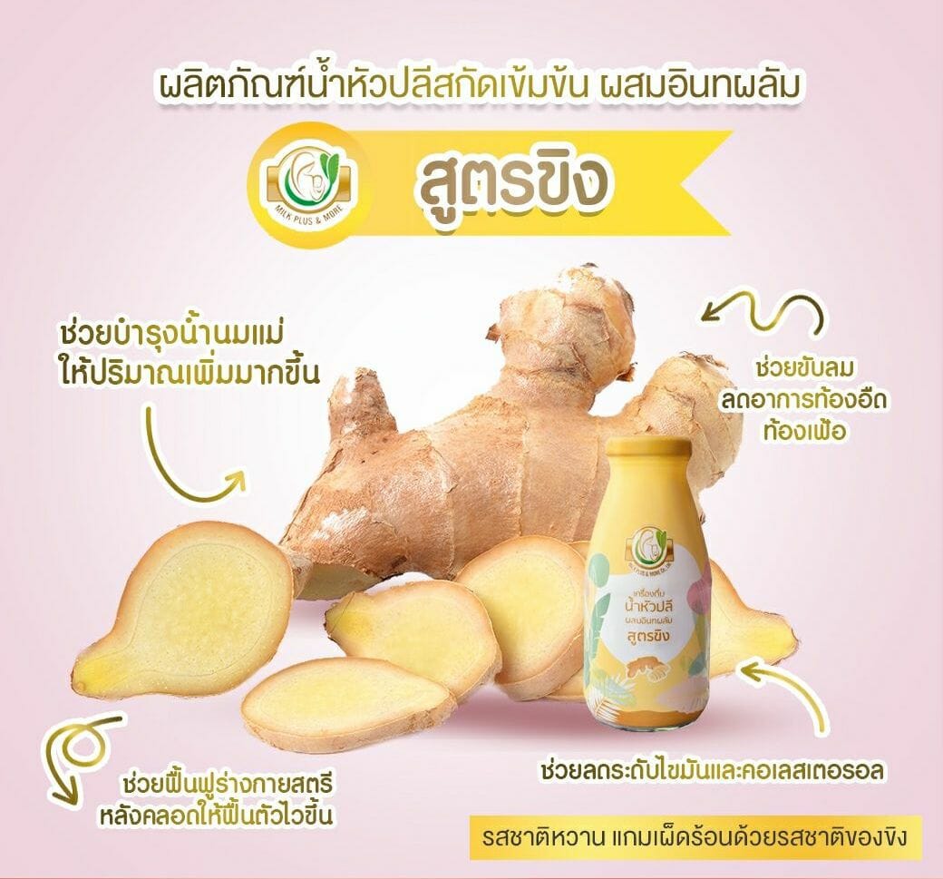 Milk Plus & More - น้ำหัวปลีผสมอินทผลัม กระตุ้นเพิ่มน้ำนม บำรุงครรภ์  (รสขิง) 250 Ml, 6 ชิ้น - Chubbykids Wholesale