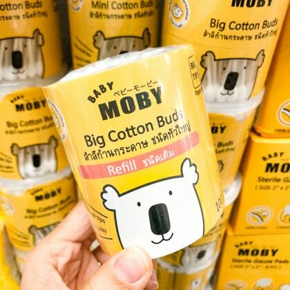 Baby Moby - สำลีก้าน คอตตอนบัดหัวใหญ่ ชนิดเติม 100 ก้าน (เบบี้ โมบี้ Refill Big Cotton Buds)