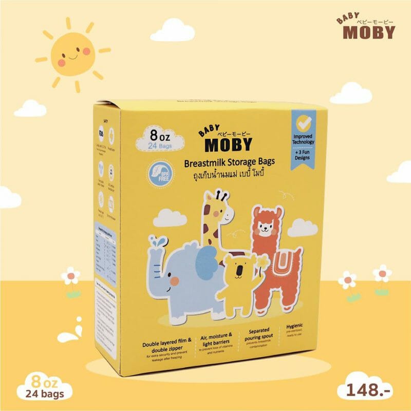 Baby Moby – เบบี้ โมบี้ ถุงเก็บน้ำนม 8 oz (บรรจุ 24 ใบ), 6 ชิ้น
