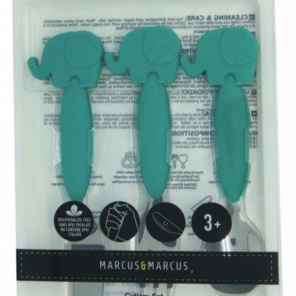 Marcus & Marcus – ช้อนส้อมซิลิโคน Silicone Palm Grasp Spoon & Fork Set 8เดือน+ (Pokey), 2 ชิ้น