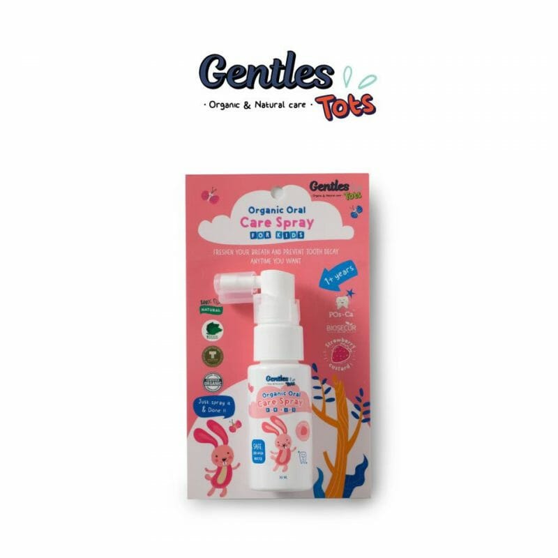 Gentles Tots – สเปรย์ป้องกันฟันผุสำหรับเด็ก กลิ่นสตอเบอรรี่คัสตาส (เด็ก 1 ปี), 2 ชิ้น