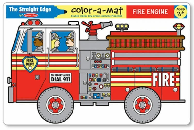 Melissa & Doug – แผ่นรองจานเขียนได้ รุ่น Learning Mat Fire Engine , 3 ชิ้น