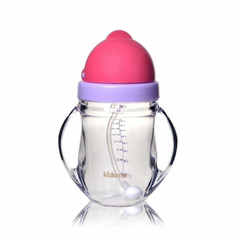 Kidsme – Tritan Training Cup ขวดหัดดื่มสำหรับเด็กเนื้อไตรตัน พร้อมหลอดถ่วงน้ำหนัก สีชมพู 240 ml.