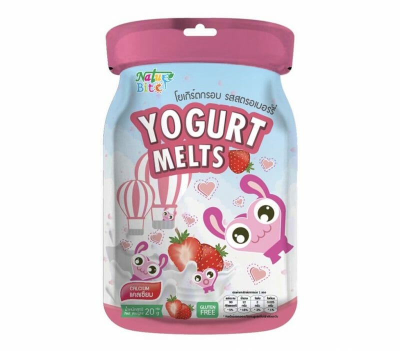 Yogurt Melts โยเกิร์ตกรอบ รูปหัวใจ รสสตรอเบอร์รี่ 20 g., 6 ชิ้น